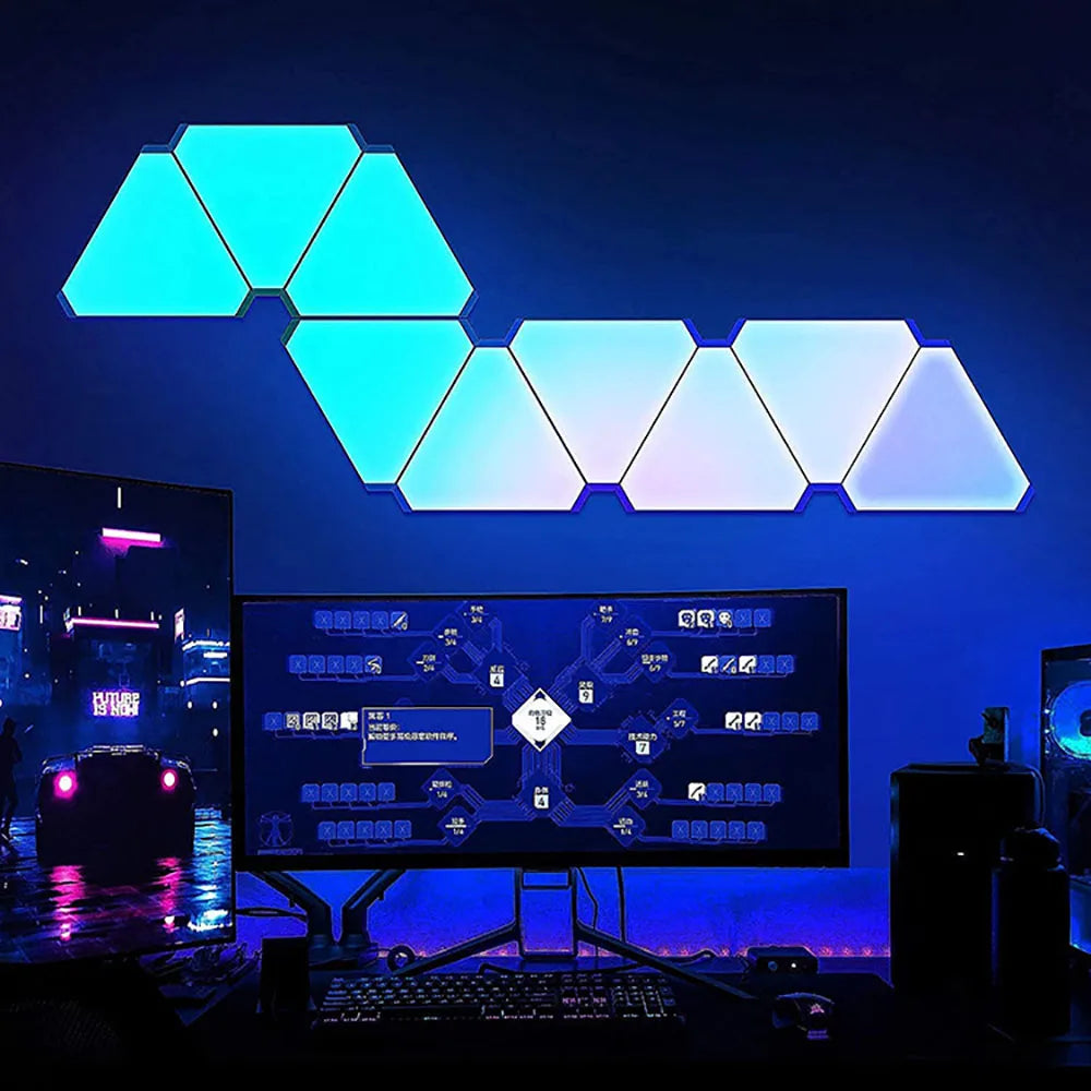 Smart Color Changing LED Triangular Wall Lights with Smart Sync for Music