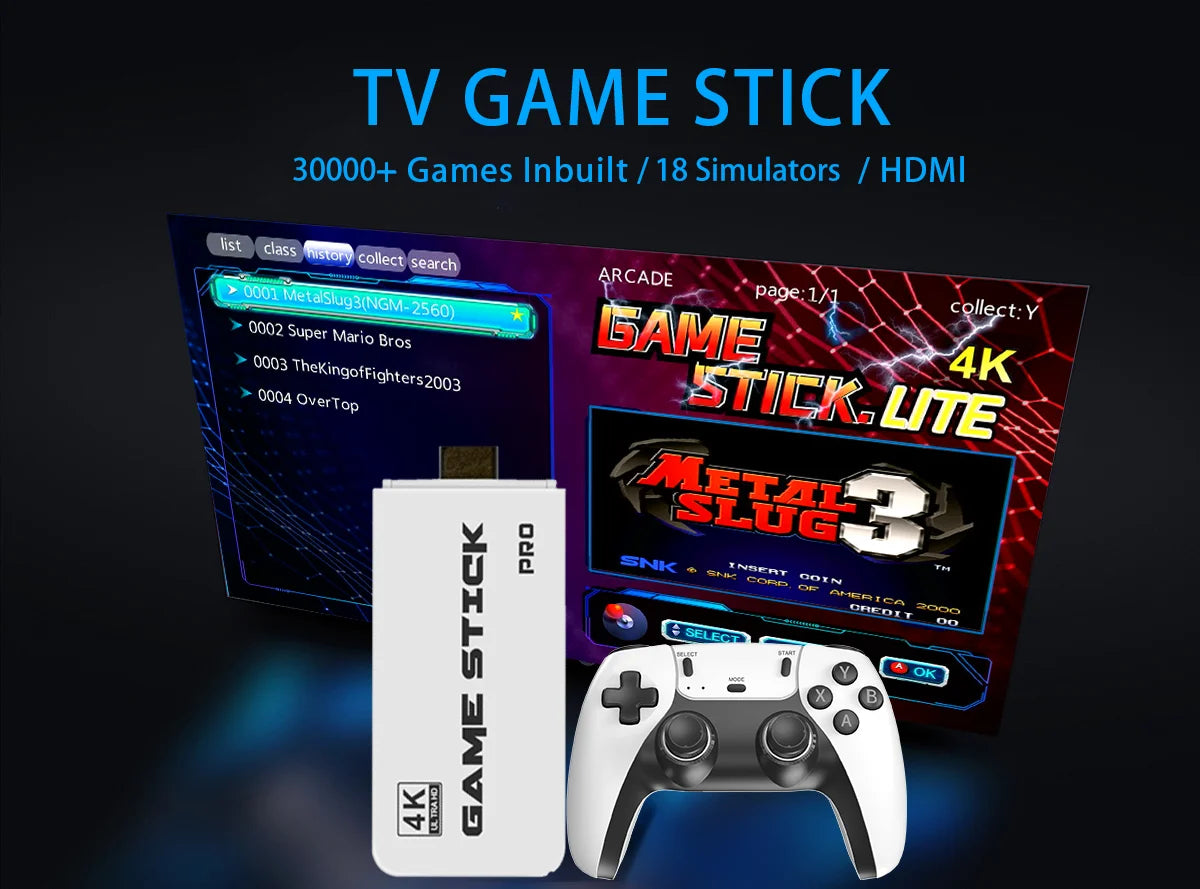 PlayVault 2.0 Retro Game Stick With Built-in 30,000+ Games - TV Plug & Play 4K HD