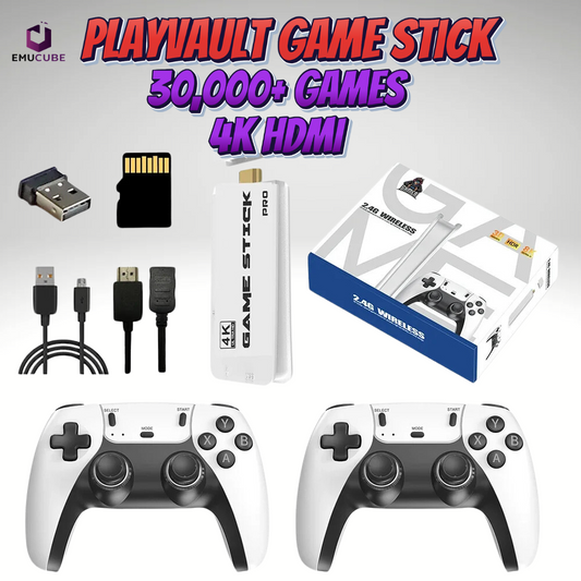 PlayVault 2.0 Retro Game Stick With Built-in 30,000+ Games - TV Plug & Play 4K HD